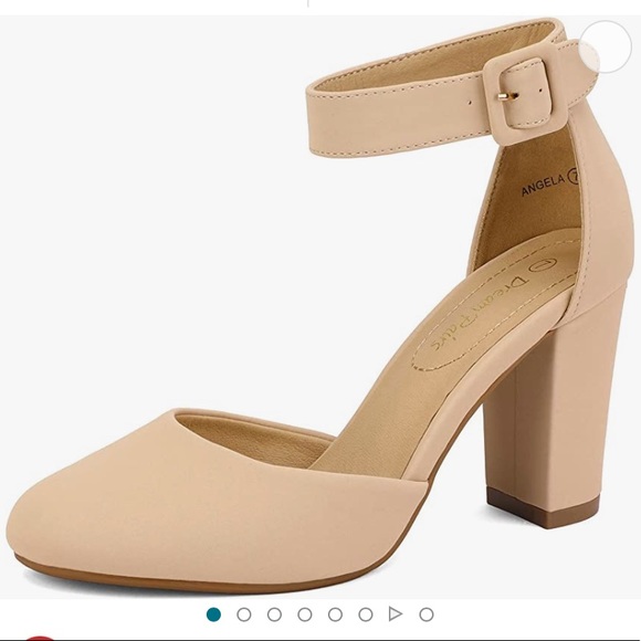 Nude Round Toe Heels - Picture 1 of 7